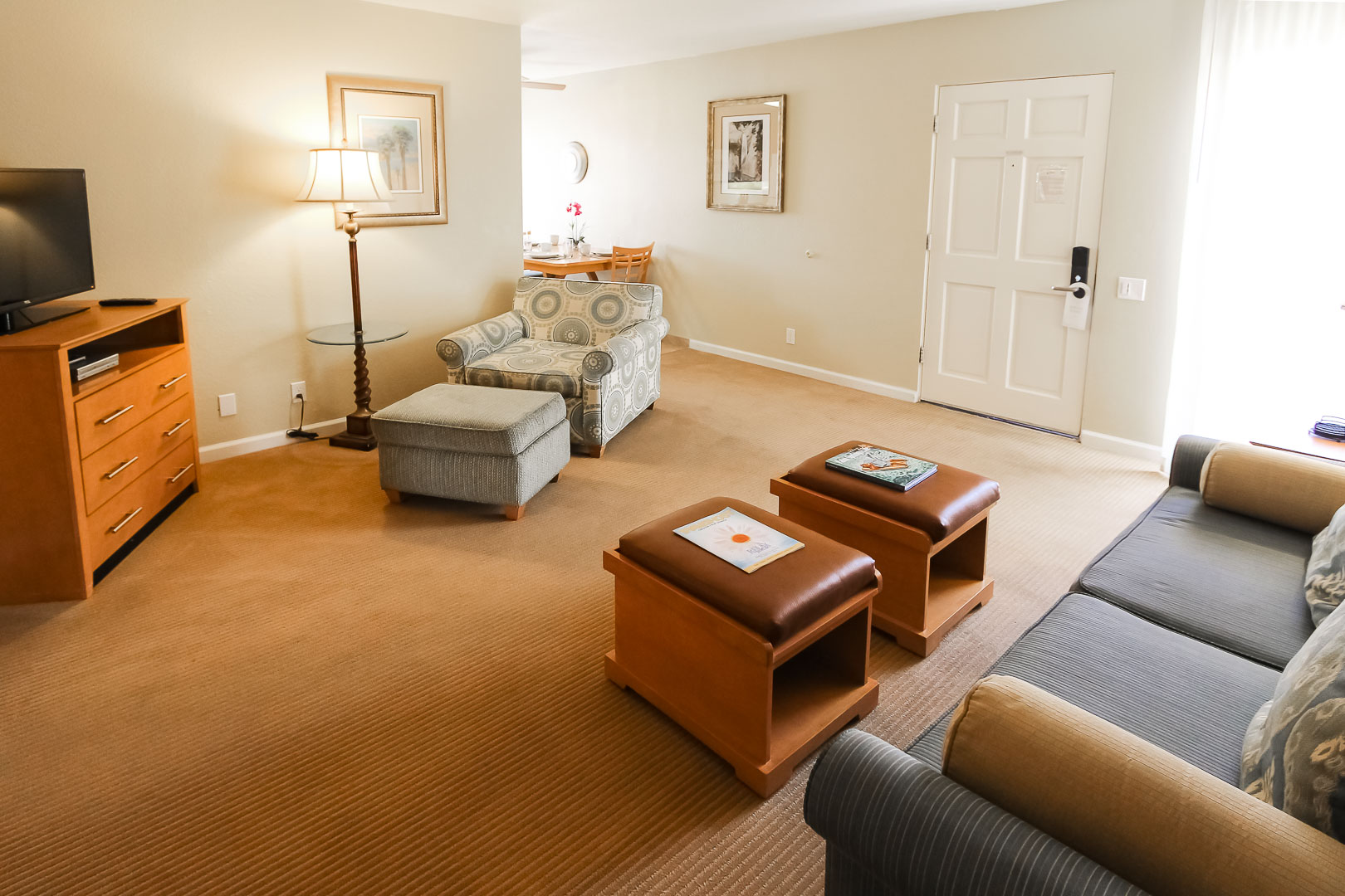 A spacious living room at VRI's Desert Vacation Villas in Palm Springs California.